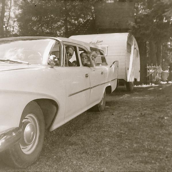 sc001674e701.jpg - Here we all are, Dad, Mark & Dan off to the Adirondacks for a Week of camping with Dad!  No Seat Belts, windows all the way down, no locked doors, lucky we lived to tell about it!